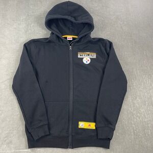 Pittsburgh Steelers NFL Ultra Game Men Small Black Full Zip‎ Hoodie Graphic